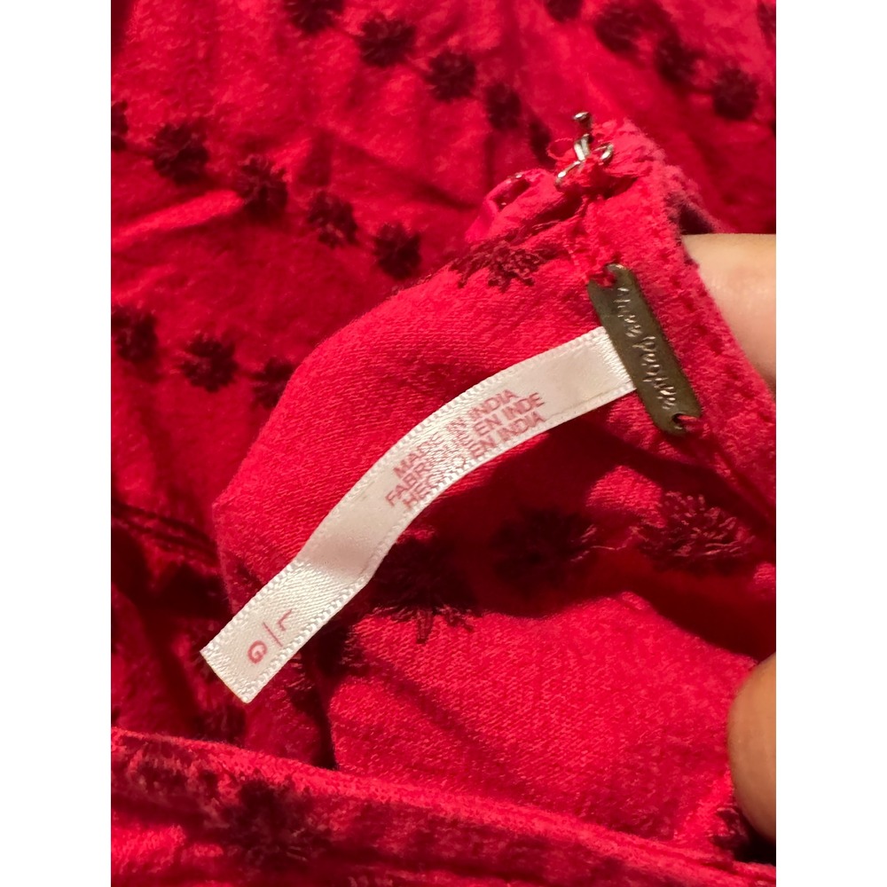 Free People Juni Mini Dress Red Embroidered Halter Open Back Size Large - Picture 9 of 9